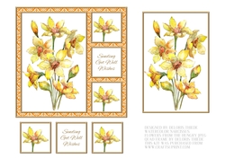 Lovely Watercolor Narcissus Get Well Topper Card Three
