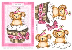 Cute Cupcake Mousie Birthday Topper