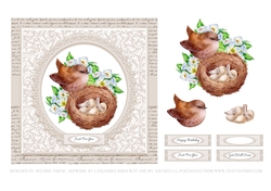 Lovely Birds Nest Birthday or Get Well Topper