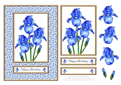 Lovely Watercolor Irises Birthday (Card Two)