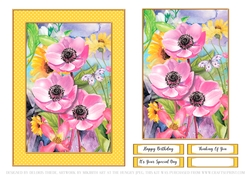 Lovely Watercolor Floral Birthday Topper (Yellow)