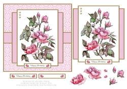 Lovely Watercolor Roses Birthday Topper