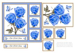 Lovely Watercolor Roses N Butterflies Get Well Topper