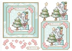 Cute Penguin Decorating The Christmas Tree