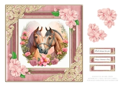 Lovely Watercolor Horses Valentine - Card One