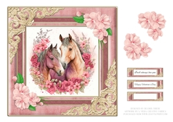 Lovely Watercolor Horses Valentine - Card Two