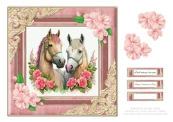 Lovely Watercolor Horses Valentine - Card Three