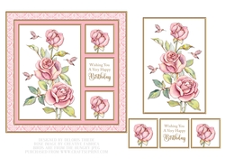 Lovely Roses Birthday Topper - Card Three