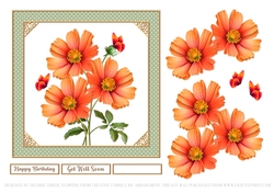 Lovely Floral Birthday/Get Well Topper - Green