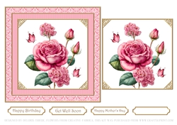 Lovely Flowers N Butterflies - Pink