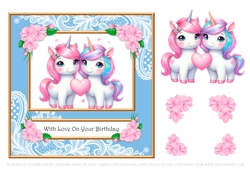Cute Unicorns Birthday Topper