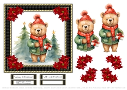 Cute Teddy Holiday Topper - Card One