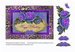 Elegant Roses - Happy Birthday Card