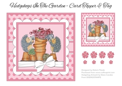 Hedgehogs In The Garden - 6X6 Card Topper & Gift Tag