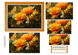 Lovely Flowers & Butterfly Pyramid Birthday Card