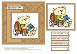 Beer Bear 6 X 6 Quick Card Topper (Tan/Brown)