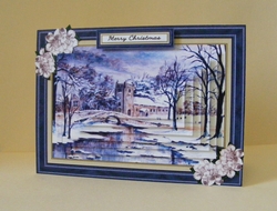 Gorgeous Snowy Church Scene Pyramid Card Mini Kit (5 X 7)