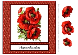 Lovely Red Poppies Mini Kit - Topper + Decoupage Layers
