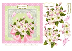Lovely Apple Blossom Decoupage Birthday Card Topper