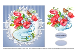 Lovely Watercolor Teacup With Flowers 