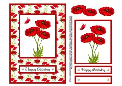 Lovely Red Poppies Birthday Topper