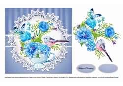 Lovely Watercolor Teacup Topper (Blue)