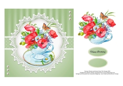 Lovely Watercolor Teacup Topper (Green)