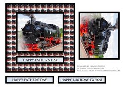 6 X 6 Steam Train Topper - Birthday/Fathers Day