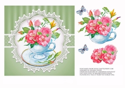 Lovely 6 X 6 Watercolor Flowers In A Teacup