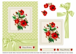 Lovely Vintage Poppies 5 X 7 