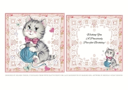 Wishing You A Pawsitively Purrfect Birthday Topper Plus Insert (Kitty Yarn)