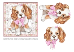 Cute Puppy On Vintage Lace (Pink)