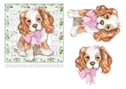 Cute Puppy On Vintage Lace (Green)