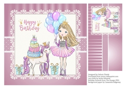 Image of cup883452_74027 - Unicorn Birthday Topper Plus Gift Tag (Light Hair)