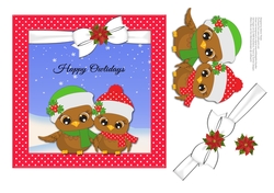 Happy Owlidays (Red White Dot)