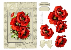 Lovely Vintage Poppies Birthday Topper