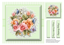Lovely Floral Bouquet Birthday/Mothers Day Topper (Green)