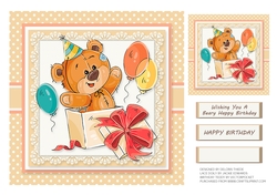 Cute Teddy Bear Birthday Topper Plus Gift Tag
