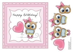 Cute little owl birthday topper