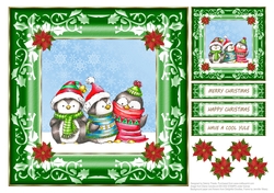 Cute Penguins Topper Plus Gift Tag