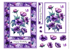 Lovely purple watercolor poppies