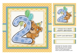 Happy 2nd Birthday Teddy Topper Plus Gift Tag