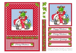 Cute penguins mailing letters to Santa