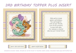 3rd Birthday Teddy Topper Plus Insert
