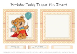 Cute Teddy Bear Birthday Topper Plus Insert
