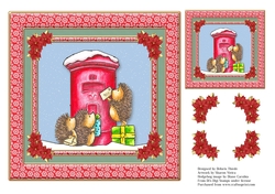 Cute hedgehogs holiday topper plus gift tag