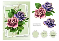 Lovely Pink Purple Roses Topper (Green)