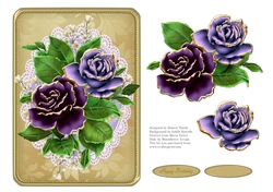 Lovely Purple And Lilac Roses On Vintage Lace Doily
