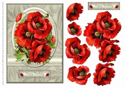 Beautiful Poppies Birthday Topper