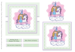 Princess sitting on a unicorn birthday topper